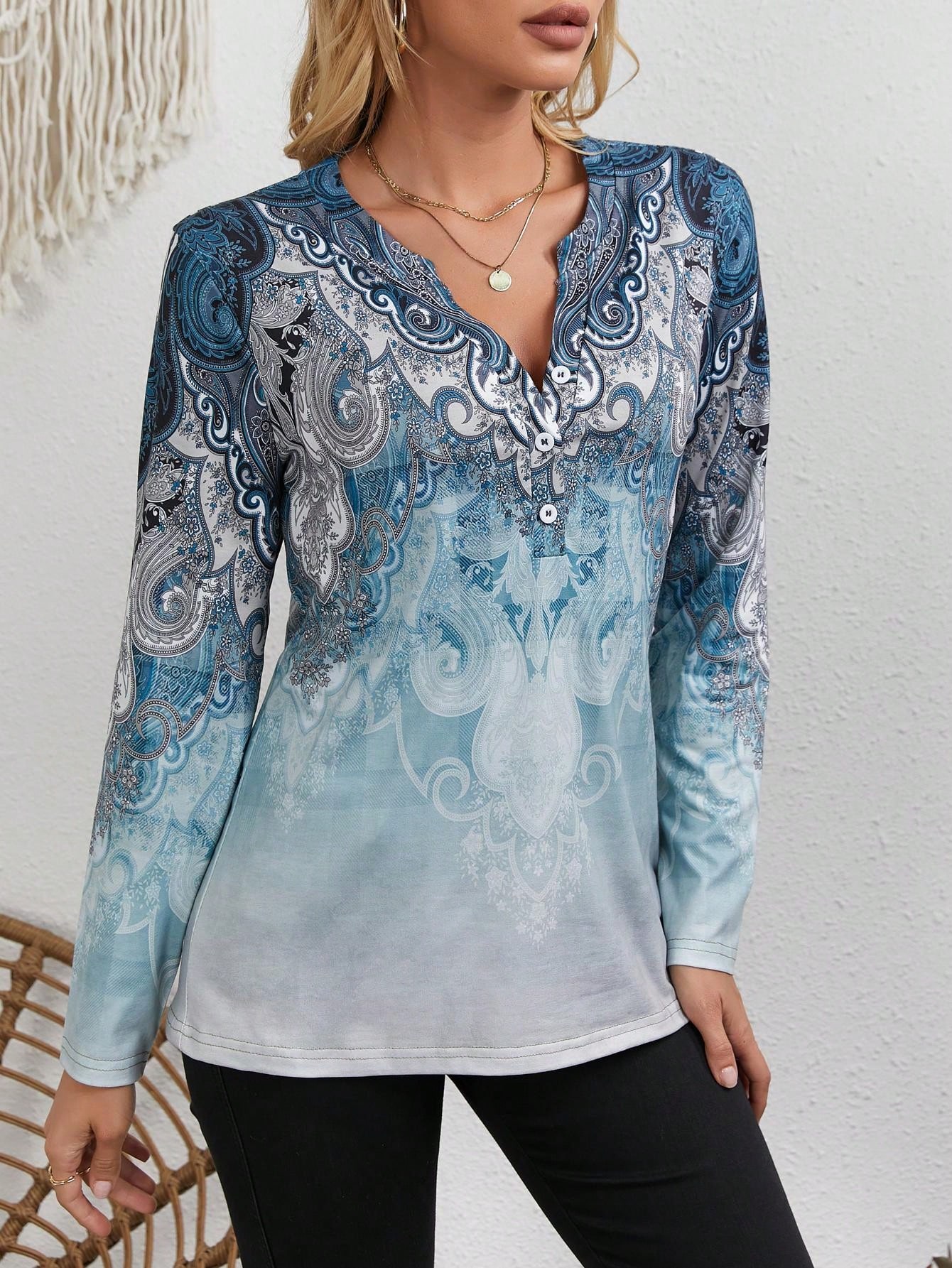 Ethnic Style - Top Etnico da Donna: Stampa Vintage,