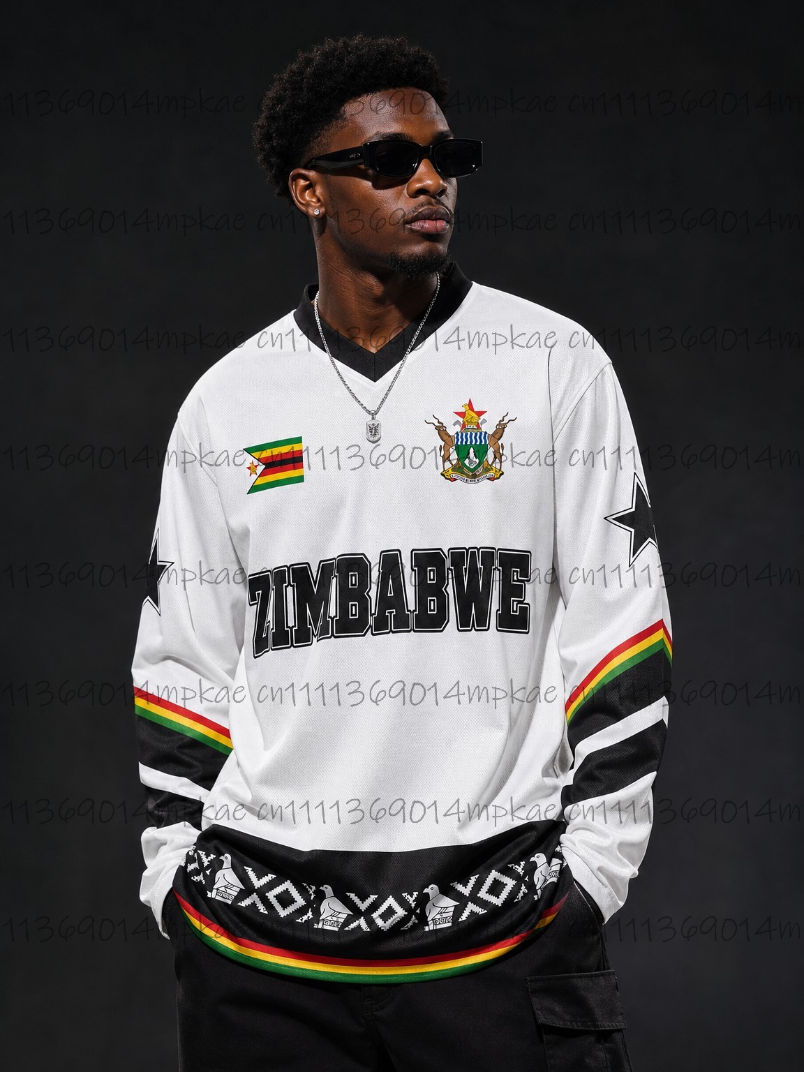 Ethnic Fashion Style - T-shirt da uomo a maniche lunghe